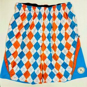 New Flow Society Lacrosse Shorts Mens Medium Orange White Blue Argyle Attack Lax